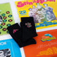 Black Retro Club crew socks with logo flatlay