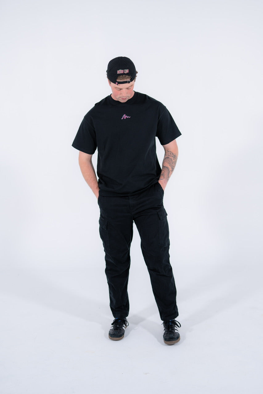 Retro Club white oversized tee – chest logo streetwear fit